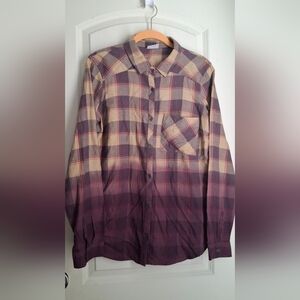 Columbia Sz Medium Women's Plaid Button Down Shirt Outdoors Purple Cotton travel